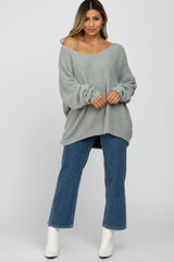 Mint Green V-Neck Soft Sweater