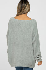 Mint Green V-Neck Soft Sweater