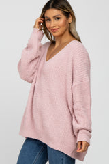 Light Pink V-Neck Soft Sweater