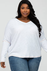 Ivory Contrast Stitch Maternity Plus Dolman Sleeve Top