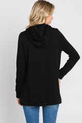 Black Layered Front Nursing Fleece Hoodie