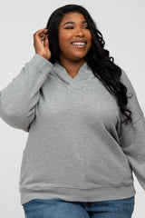 Heather Grey Side Pocket Hooded Plus Sweatshirt