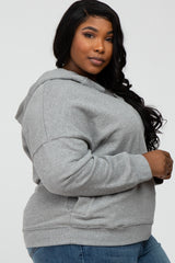 Heather Grey Side Pocket Hooded Plus Sweatshirt