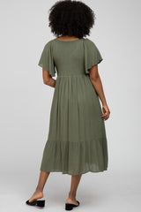 Olive Smocked Ruffle Dress