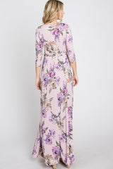 Lavender Floral Wrap Maxi Dress