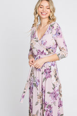 Lavender Floral Wrap Maxi Dress