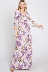 Lavender Floral Wrap Maxi Dress