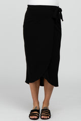 Black Wrap Maternity Midi Skirt