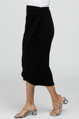 Black Wrap Midi Skirt