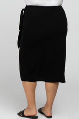 Black Wrap Maternity Plus Midi Skirt