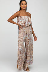 Multi Floral Sleeveless Wide Leg Jumpsuit