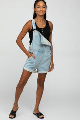 Light Blue Maternity Denim Short Overalls