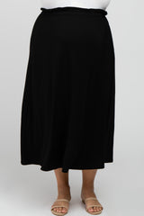 Black Gathered Waist Maternity Plus Midi Skirt