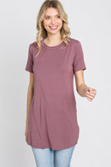 Mauve Basic Short Sleeve Top