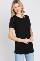 Black Basic Short Sleeve Top