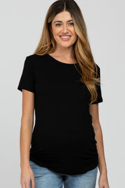 Black Basic Short Sleeve Maternity Top