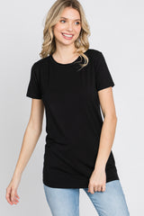 Black Basic Short Sleeve Maternity Top