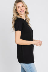 Black Basic Short Sleeve Top