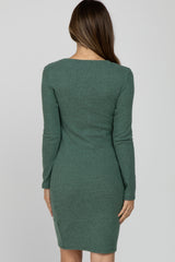 Light Olive Knit Long Sleeve Maternity Dress