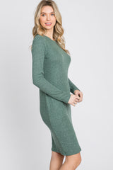 Light Olive Knit Long Sleeve Dress