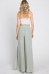 Light Olive Ditsy Floral Side Slit Pants