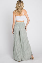 Light Olive Ditsy Floral Side Slit Pants