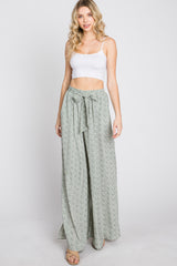 Light Olive Ditsy Floral Side Slit Pants