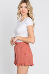 Salmon Ruffle Hem Shorts