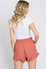 Salmon Ruffle Hem Shorts