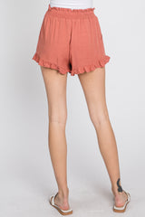 Salmon Ruffle Hem Shorts