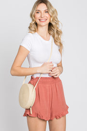 Salmon Ruffle Hem Shorts