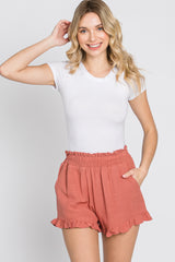 Salmon Ruffle Hem Shorts