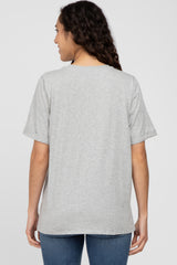 Heather Grey Oversized Pocket Front Short Sleeve Top