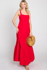 Red Sleeveless Ruffle Tiered Maxi Dress