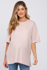 Light Pink Basic Oversized Maternity Tee