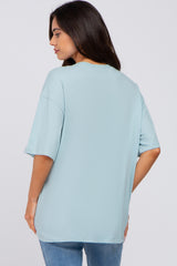 Light Blue Basic Oversized Maternity Tee