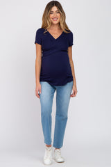 Navy Crossover Maternity Nursing Top