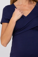 Navy Crossover Maternity Nursing Top