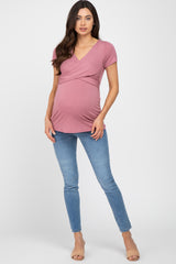 Mauve Crossover Maternity Nursing Top