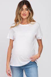 White Oversized Short Sleeve Maternity Top