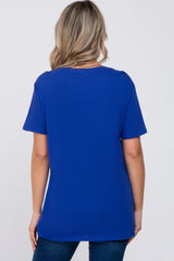 Royal Blue Oversized Short Sleeve Maternity Top