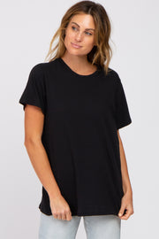 Black Oversized Short Sleeve Top