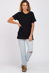 Black Oversized Short Sleeve Top