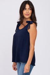 Navy Blue Shoulder Bow Tank Top