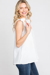 White Shoulder Bow Tank Top