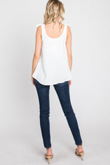 White Shoulder Bow Tank Top