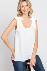 White Shoulder Bow Tank Top