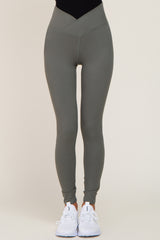 Light Olive Crossover Waist Leggings