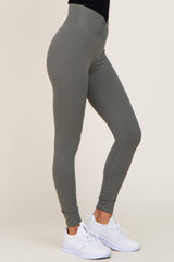 Light Olive Crossover Waist Leggings