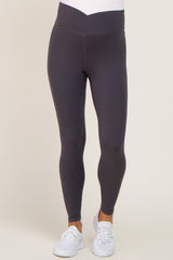 Charcoal Crossover Waist Maternity Leggings